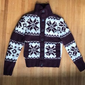 Maroon/Cream Abercrombie & Fitch Classic Sweater